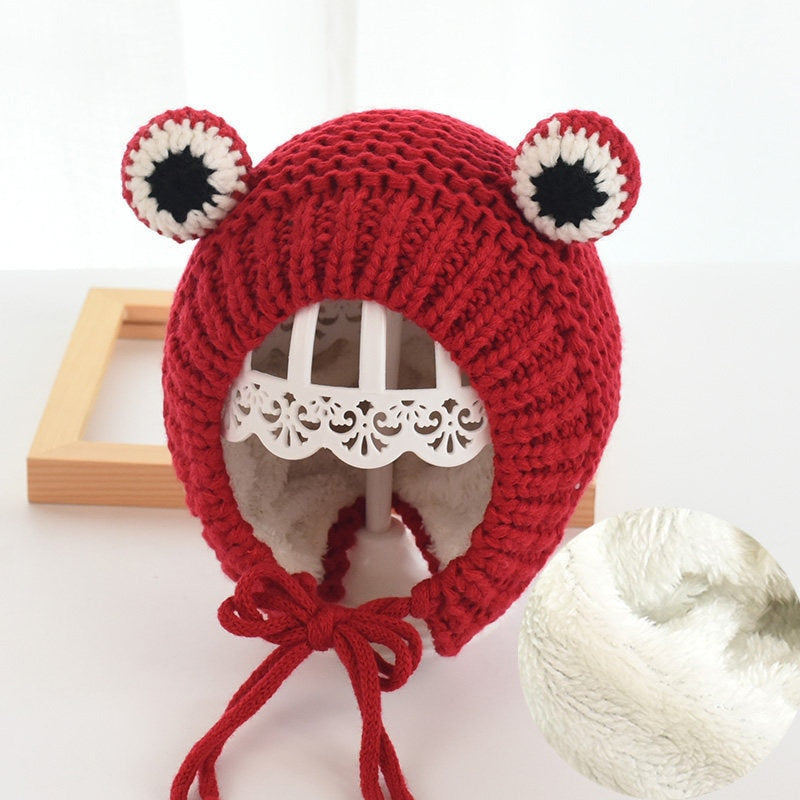 Solid color Cartoon Frog Knitted Hat winter warm hat Skullies cap