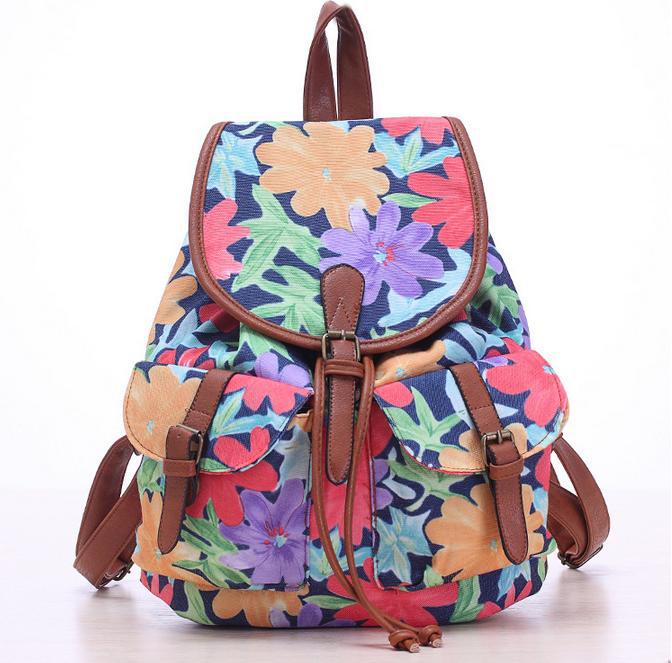 Hot Selling Women's Vintage Canvas school bags National Ethnic Backpacks Girl Rucksack School Bag