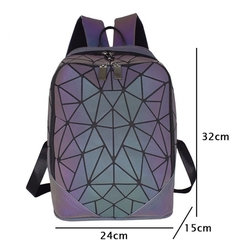 New Women Backpack Geometric Folding Bag Small Students School Bags