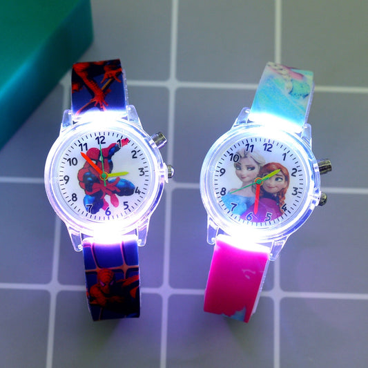 Disney Princess Elsa Kids Watches Girls Silicone Strap Cartoon Rabbit Dinosaur