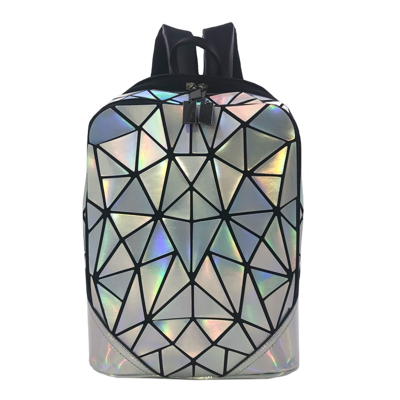 New Women Backpack Geometric Folding Bag Small Students School Bags