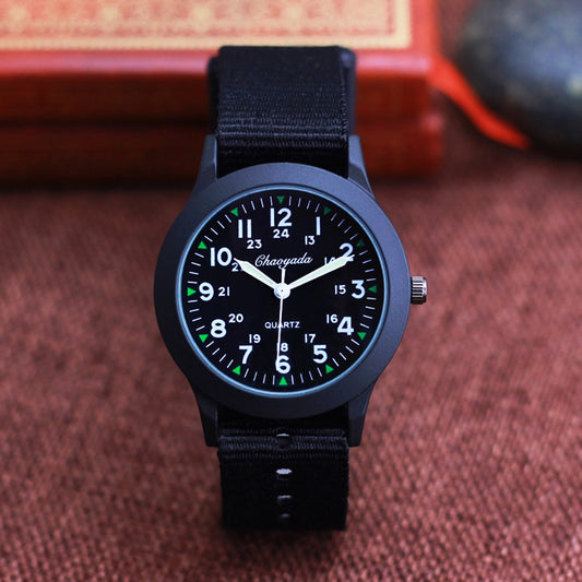 2022 Chaoyada Children Boys Girls 24hours Canvas Luminous Pointer Quartz Wristwatches Kids