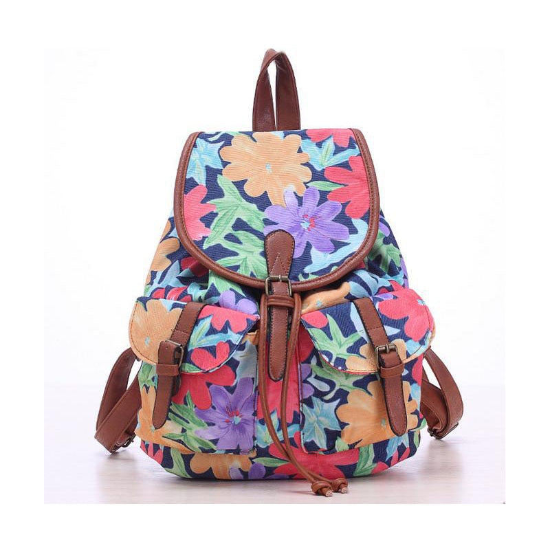 Hot Selling Women's Vintage Canvas school bags National Ethnic Backpacks Girl Rucksack School Bag