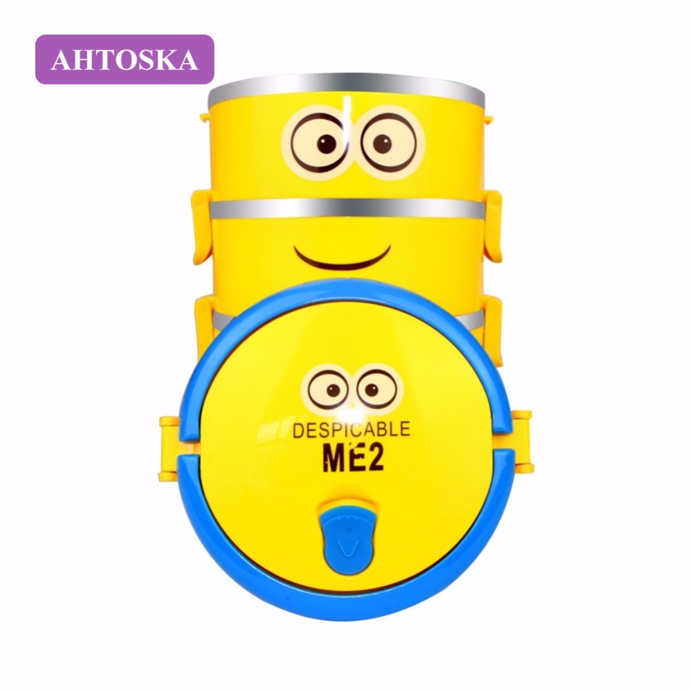 AHTOSKA Stainless Steel Lunch Box With Cute Cartoon For Kids Four layers