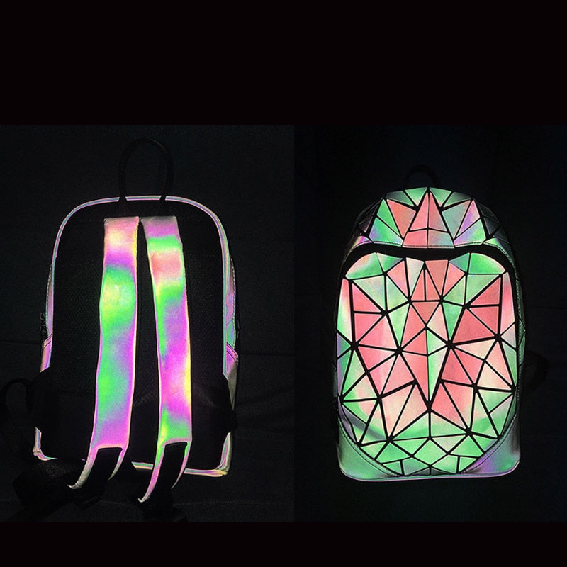 New Women Backpack Geometric Folding Bag Small Students School Bags