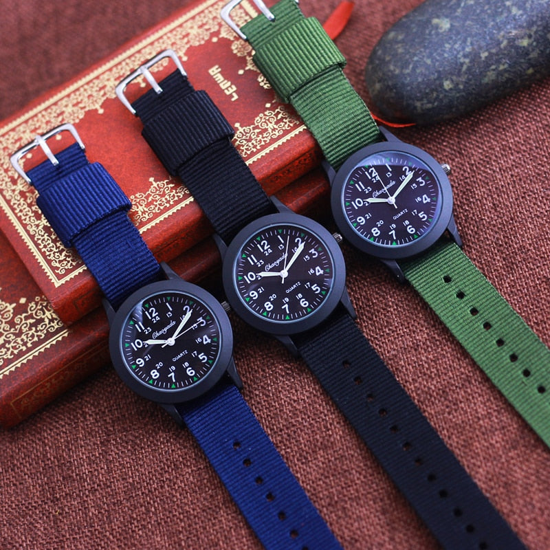 2022 Chaoyada Children Boys Girls 24hours Canvas Luminous Pointer Quartz Wristwatches Kids