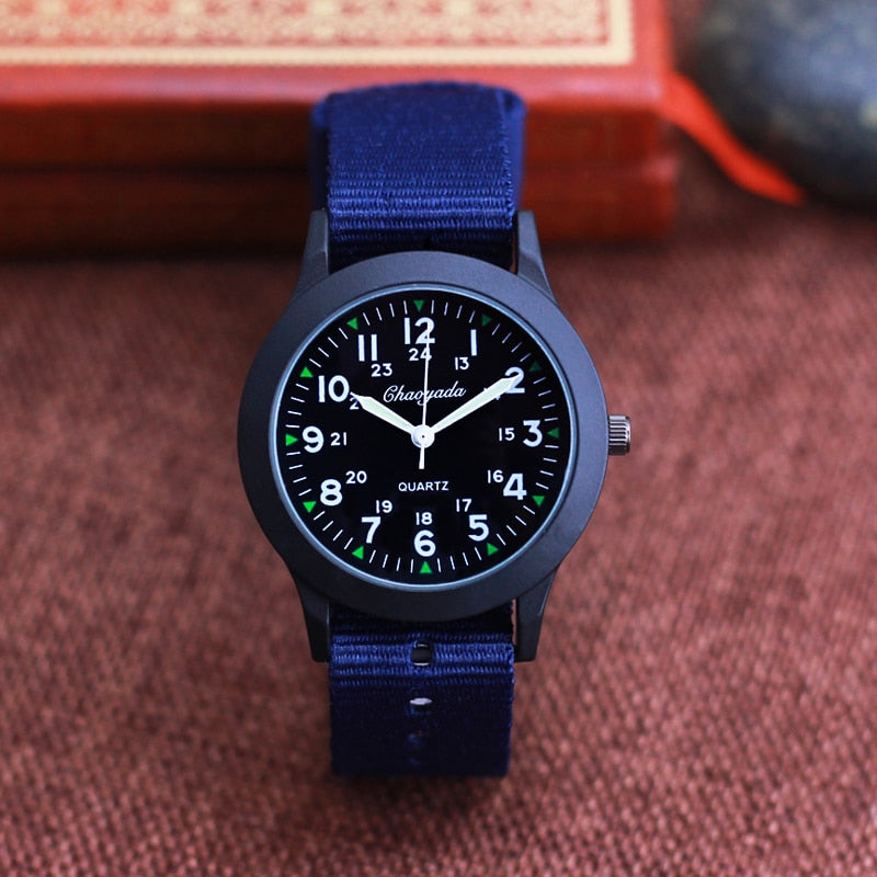 2022 Chaoyada Children Boys Girls 24hours Canvas Luminous Pointer Quartz Wristwatches Kids