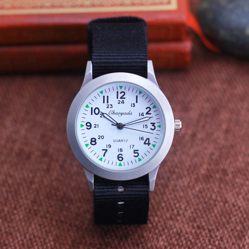 2022 Chaoyada Children Boys Girls 24hours Canvas Luminous Pointer Quartz Wristwatches Kids