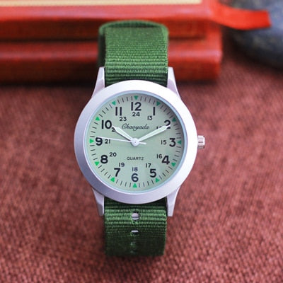 2022 Chaoyada Children Boys Girls 24hours Canvas Luminous Pointer Quartz Wristwatches Kids