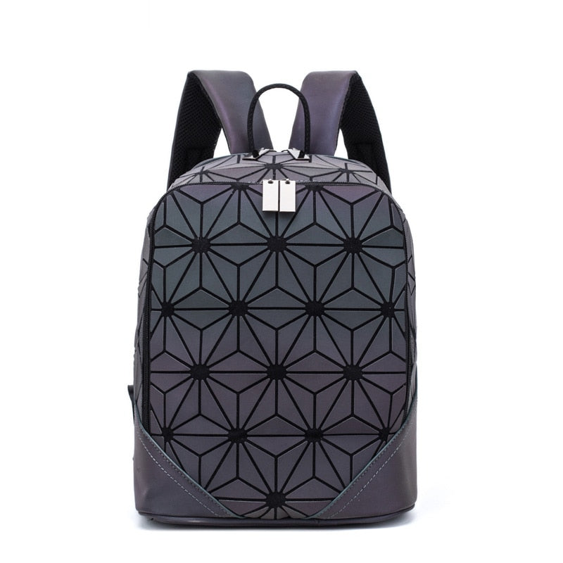 New Women Backpack Geometric Folding Bag Small Students School Bags