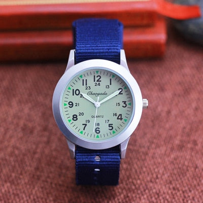 2022 Chaoyada Children Boys Girls 24hours Canvas Luminous Pointer Quartz Wristwatches Kids