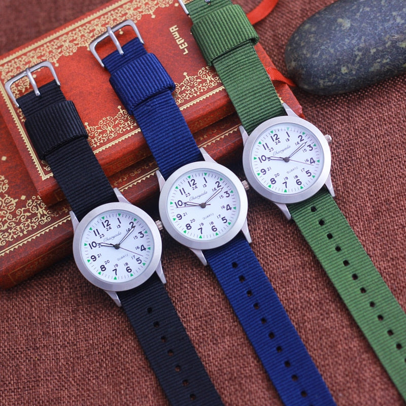 2022 Chaoyada Children Boys Girls 24hours Canvas Luminous Pointer Quartz Wristwatches Kids