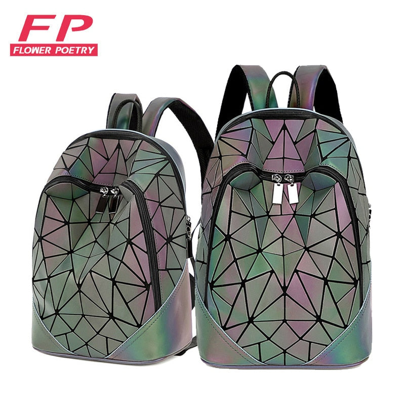 New Women Backpack Geometric Folding Bag Small Students School Bags