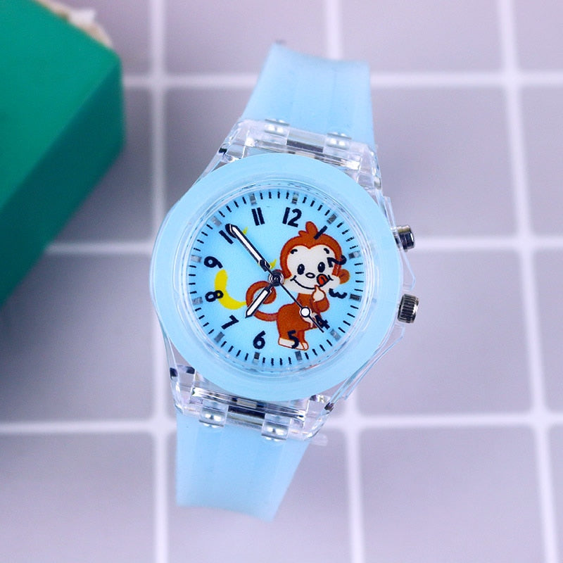 Disney Princess Elsa Kids Watches Girls Silicone Strap Cartoon Rabbit Dinosaur