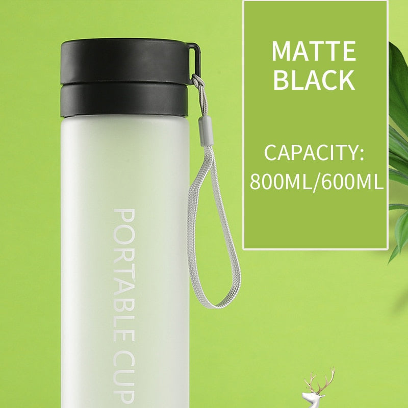 Outdoor Large Capacity Sports Water Bottle Frosted Plastic Cup Portable Rope Plastic Bottle Gift Mug