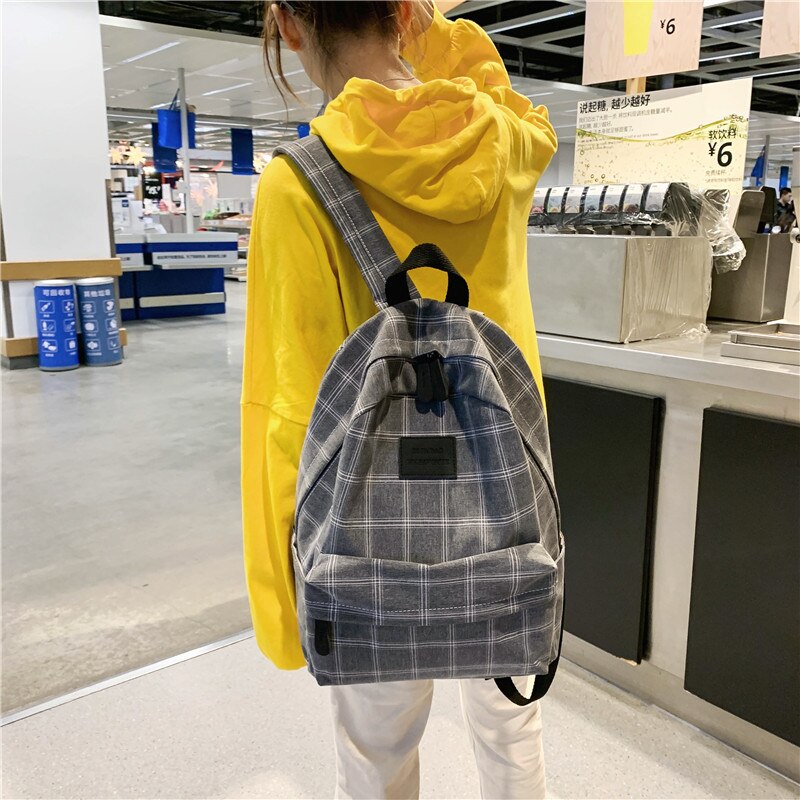 HOCODO Plaid Women Backpack Student Cute School Bag