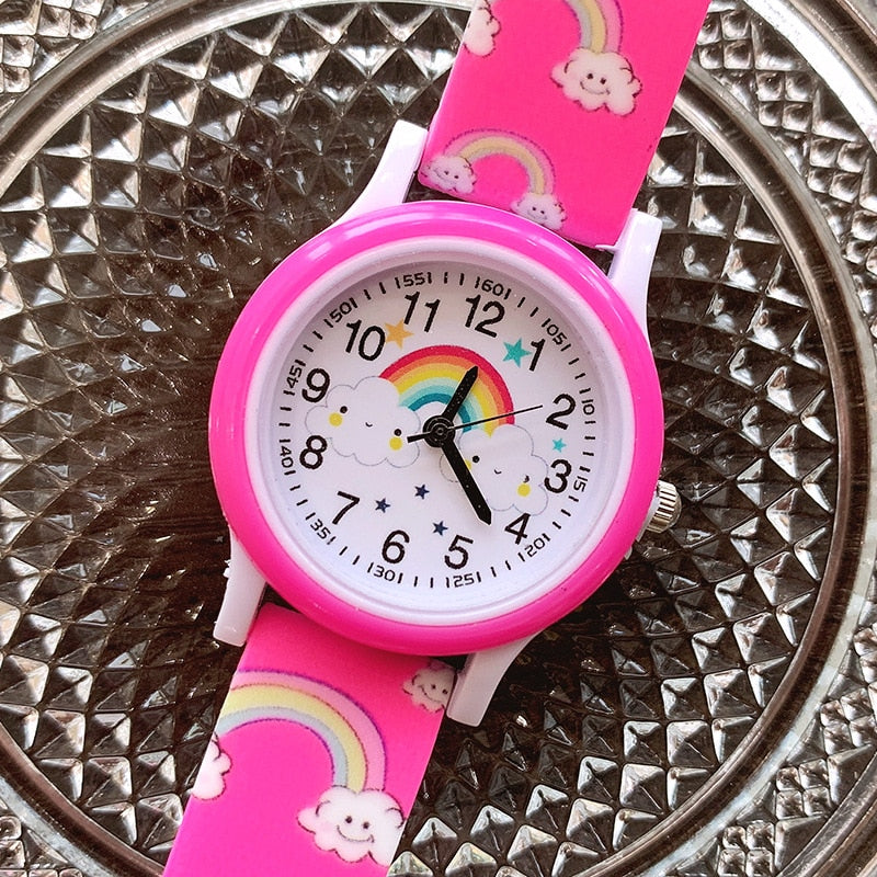 2022 New Rainbow Cloud Printed Silicone Band Children&#39;s Watch Girl