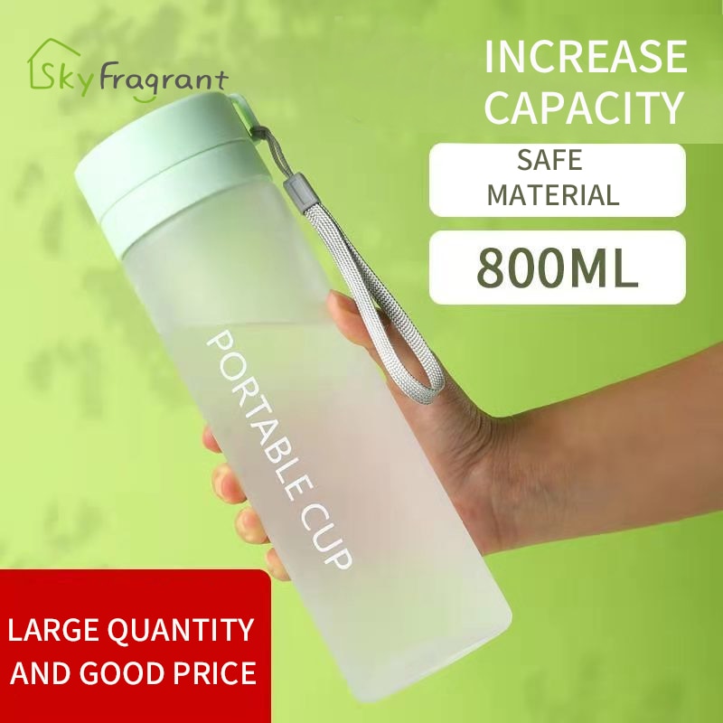 Outdoor Large Capacity Sports Water Bottle Frosted Plastic Cup Portable Rope Plastic Bottle Gift Mug