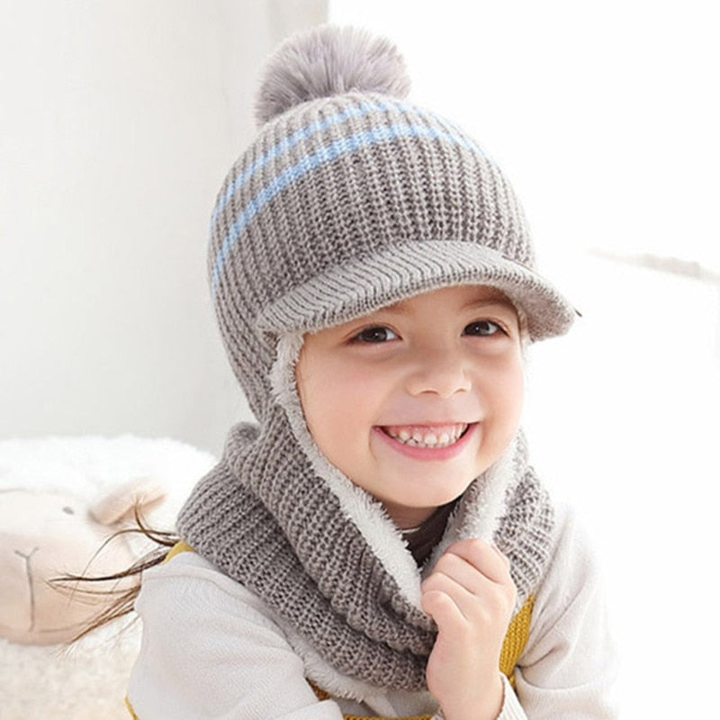 Beanies Baby Ring Hat Pompom Winter Children Hats Knitted Cute Cap for Baby