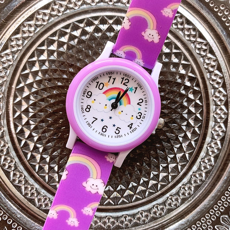 2022 New Rainbow Cloud Printed Silicone Band Children&#39;s Watch Girl