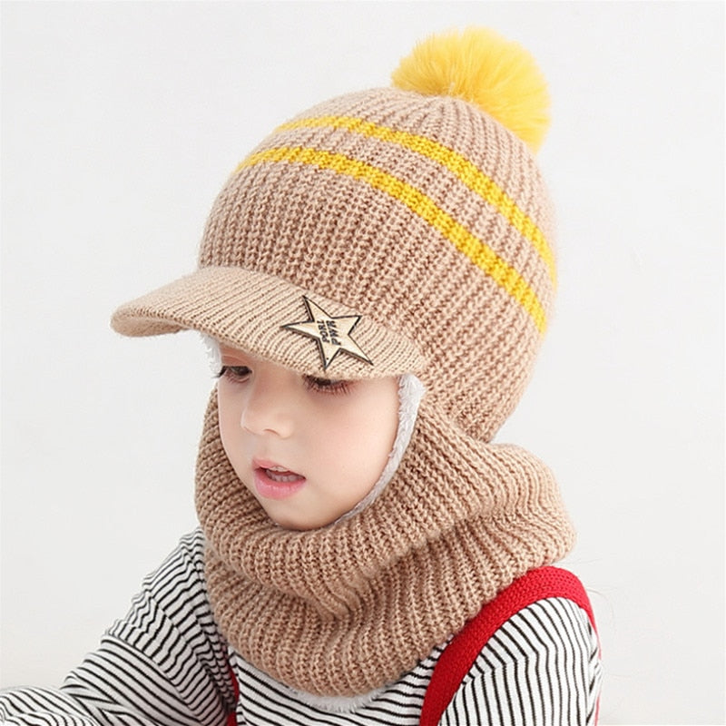 Beanies Baby Ring Hat Pompom Winter Children Hats Knitted Cute Cap for Baby