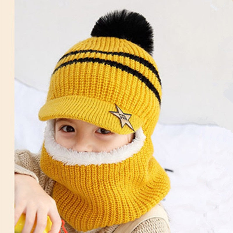 Beanies Baby Ring Hat Pompom Winter Children Hats Knitted Cute Cap for Baby