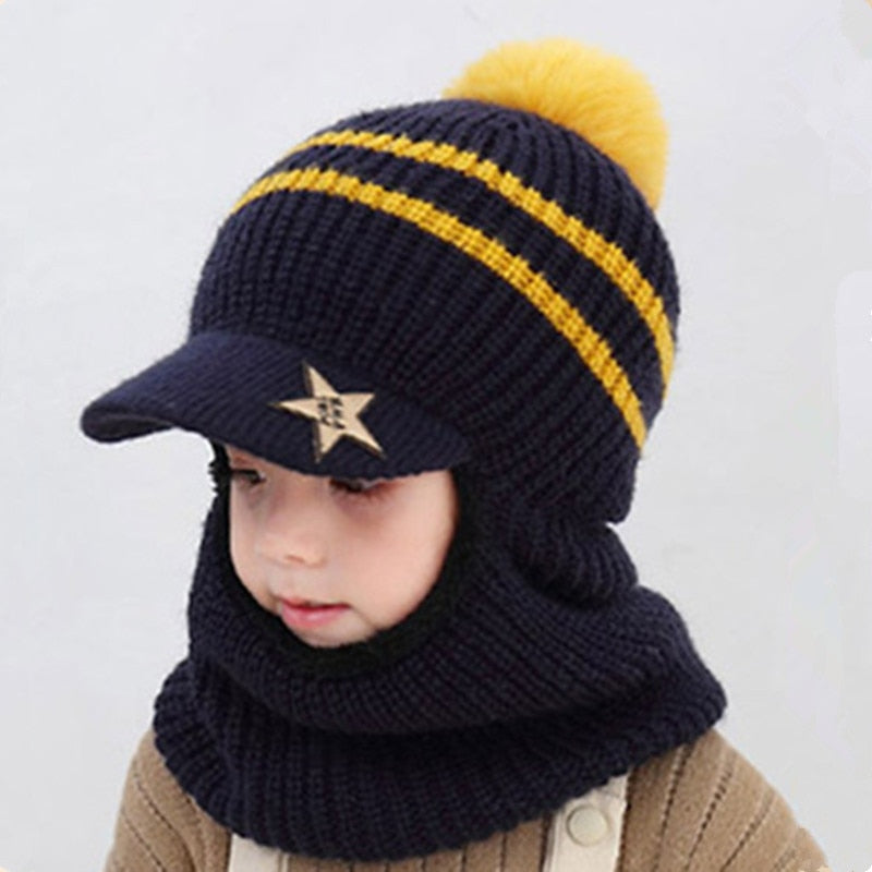 Beanies Baby Ring Hat Pompom Winter Children Hats Knitted Cute Cap for Baby