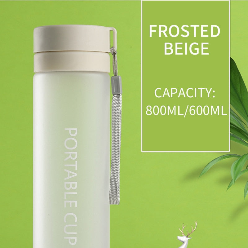 Outdoor Large Capacity Sports Water Bottle Frosted Plastic Cup Portable Rope Plastic Bottle Gift Mug