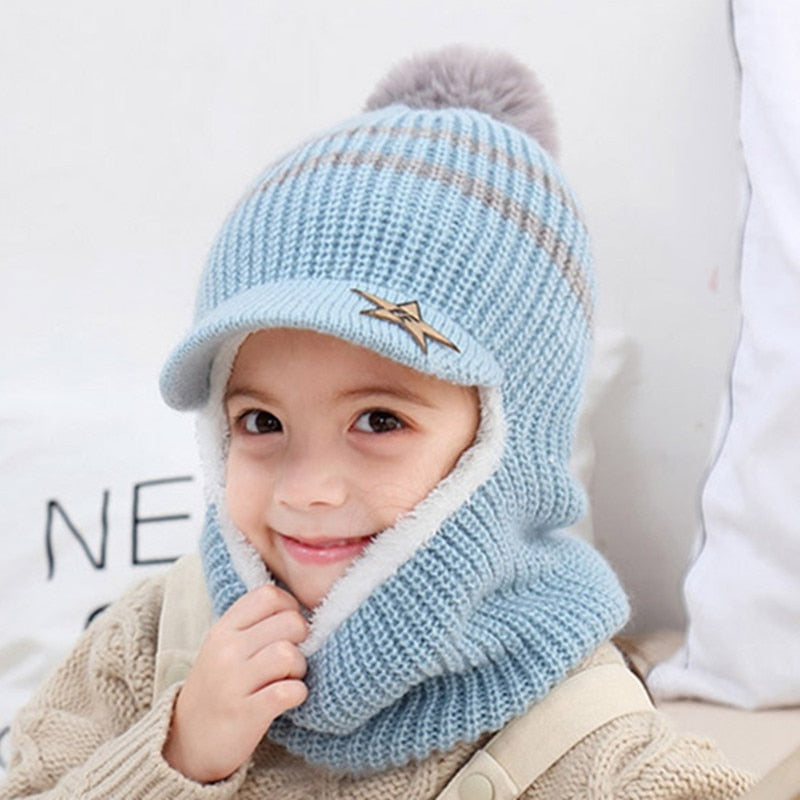 Beanies Baby Ring Hat Pompom Winter Children Hats Knitted Cute Cap for Baby