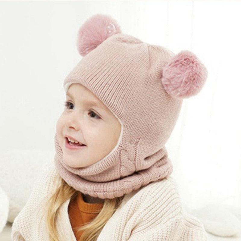 Beanies Baby Ring Hat Pompom Winter Children Hats Knitted Cute Cap for Baby