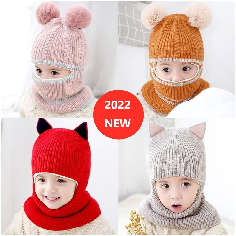 Beanies Baby Ring Hat Pompom Winter Children Hats Knitted Cute Cap for Baby