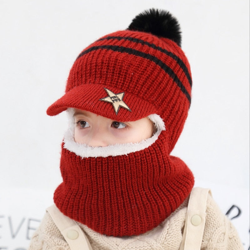 Beanies Baby Ring Hat Pompom Winter Children Hats Knitted Cute Cap for Baby