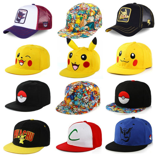 Pokemon Pikachu Baseball Cap Anime Cartoon Figure Cosplay Hat Adjustable Women Men