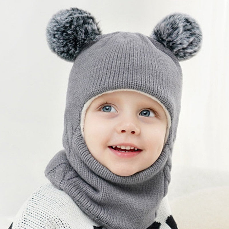 Beanies Baby Ring Hat Pompom Winter Children Hats Knitted Cute Cap for Baby