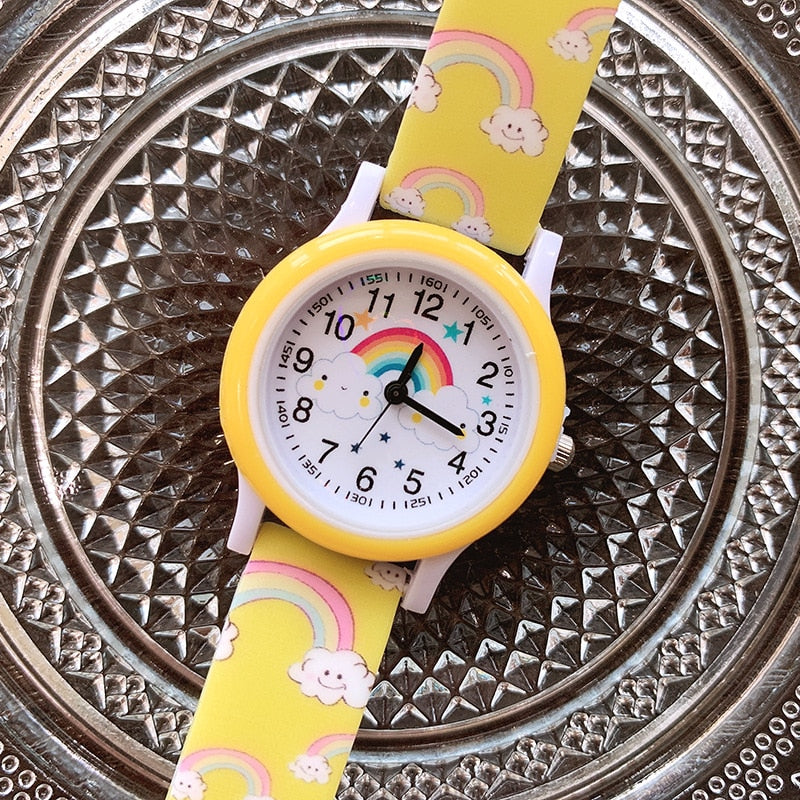 2022 New Rainbow Cloud Printed Silicone Band Children&#39;s Watch Girl