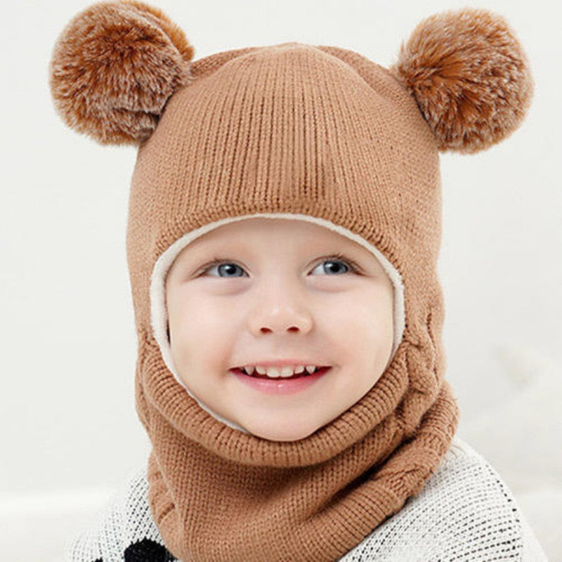 Beanies Baby Ring Hat Pompom Winter Children Hats Knitted Cute Cap for Baby